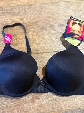 36B Lily Of France 2177100 Your Perfect T-Shirt Underwire Bra Black Convertible